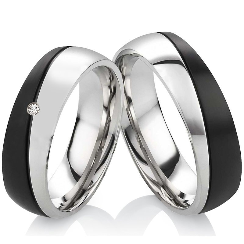 Anillos de pareja anillos de boda de acero inoxidable con grabado