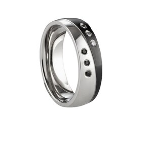 extraordinary engagement ring partner ring black silver black stone ring SUB DOM image 4