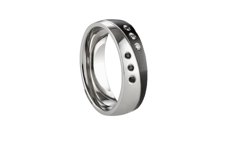 extraordinary engagement ring partner ring black silver black stone ring SUB DOM image 4