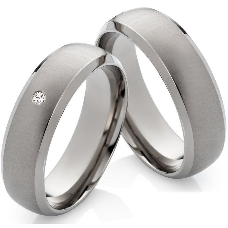 Titanium rings, wedding rings, engagement rings with diamond wedding rings including desired engraving image 5