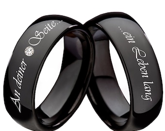 Partner Rings Wedding Rings black Tungsten Tungsten Rings with desired engraving