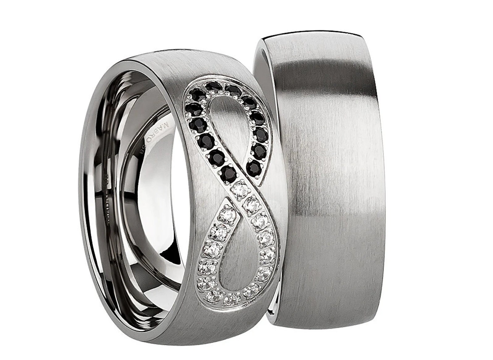 Anillos de boda de acero inoxidable Signo de infinito Anillos de socios con el grabado deseado Etsy Espana
