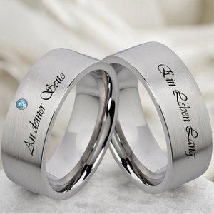 Wedding rings stainless steel rings wedding rings with blue topas