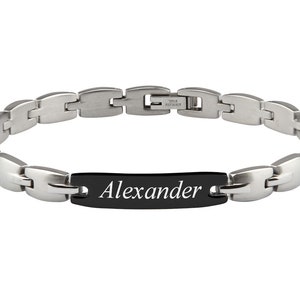 Bracelet Name Engraving Father&#39;s Day Gift Black Stainless Steel Customizable Men Gift Friend