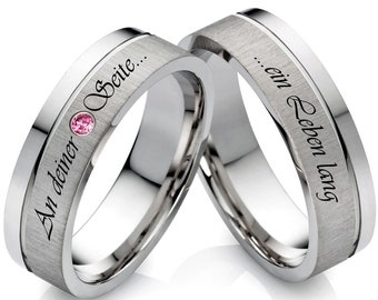 Partner rings with pink stone