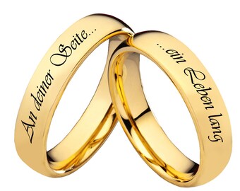 Partner Rings Wedding Rings Tungsten Wolfram Gold personalized