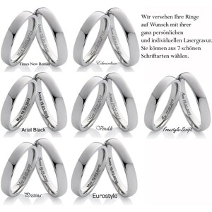 May include: Seven different font styles for engraving on wedding bands. The fonts are Times New Roman, Arial Black, Pristina, Edwardian, Vivaldi, Eurostyle, and Freestyle Script.