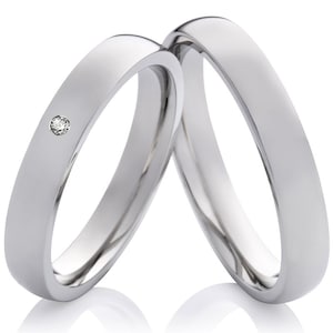 Slim partner rings wedding rings engagement rings stainless steel with zirconia