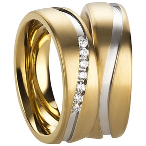 Bicolor Eheringe Gold Silber aus Edelstahl vergoldet gravierbar Stainless steel wedding rings gold silver rings Bild 1