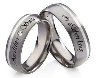 Wedding rings silver titanium wedding rings with individual desired engraving