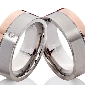 Wedding rings bicolor rose gold with diamond