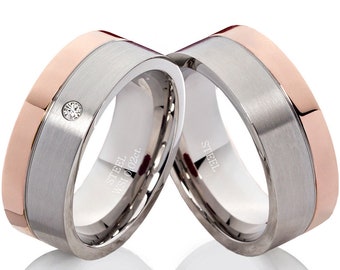 Wedding rings bicolor rose gold with diamond