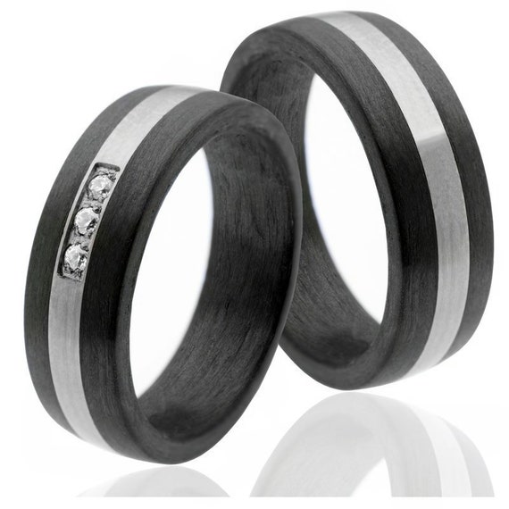 Schwarze Ringe, Trauringe, Titanringe, Herren-Ringe, Titan-Eheringe,  Eco-Friendly Trauringe, Eheringe Festung - .de