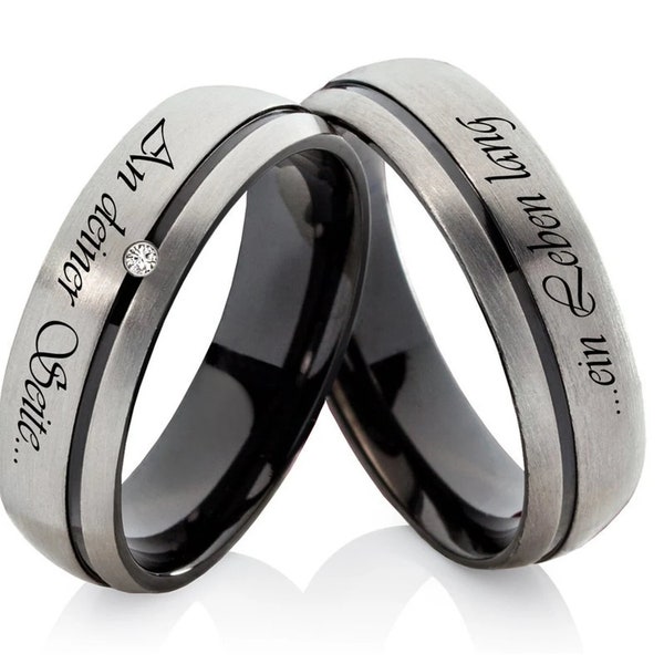 Titanium Rings Wedding Rings Set Pair Rings with Desired Engraving