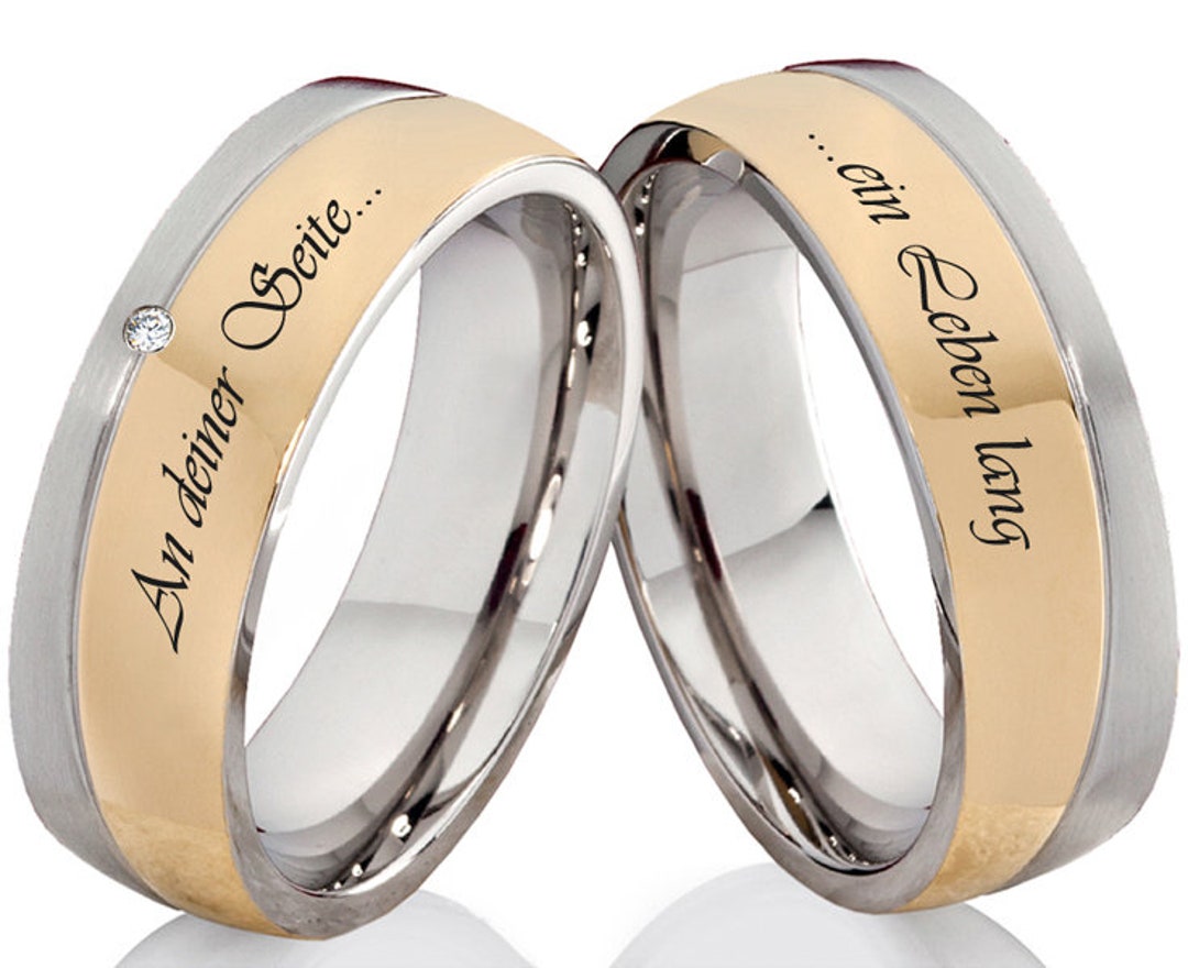 Juego de de compromiso Bicolor Oro Acero inoxidable - Etsy España