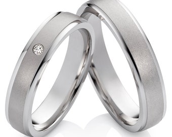 Eheringe Silber mit Diamant personalisierbar geschenk Silberhochzeit