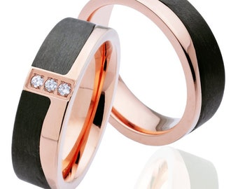 ausgefallene Eheringe Vintage Titan Carbon Rosegold