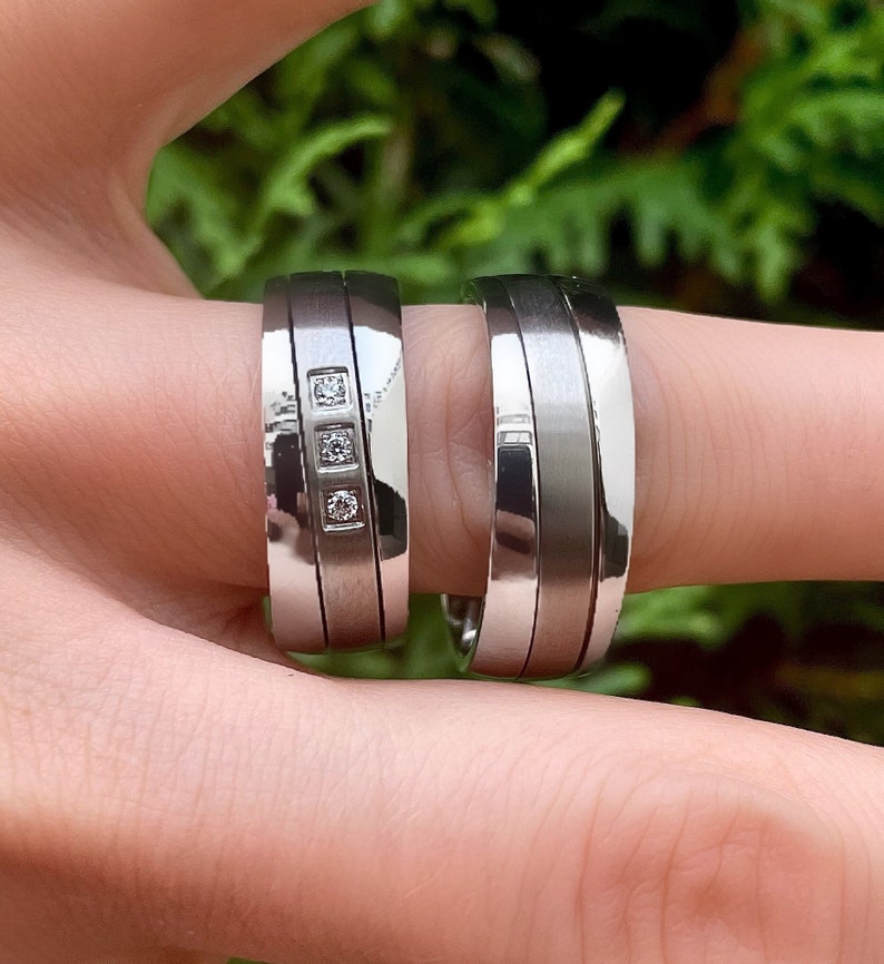 Extraordinary wedding rings partner rings stainless steel titanium with desired engraving image 2