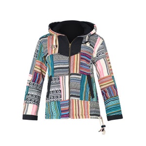 virblatt Ladies Baja Jacket Baja Hoodie Hippie Coat Mexican Style Jacket Festival Clothing striped Bohemian Jacket Patchwork Sao Paolo image 2