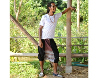 virblatt - Short Men's Harem Pants & Short Harem Pants | Unisex | Men's Hippie Pants Pumphose | Cotton | Hippie Clothing - Spektakulär