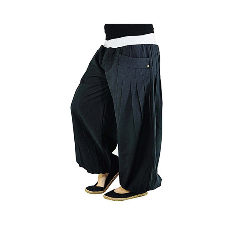 virblatt Harem Pants Bloomers Chino Unisex Trousers Hippie Pants Bohemian Look Flare Pants Aladdin Pants drop crotch pants Yogazeit black image 5