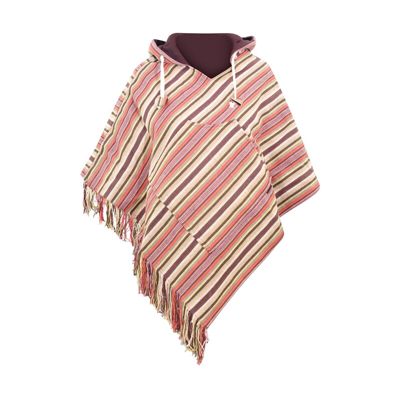 Virblatt Women Hippie Mexican Poncho Summer Baja Jacket Jerga Hoodie Bohemian Cape Reversible