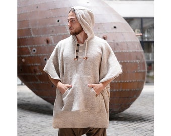 virblatt - poncho laine homme & poncho laine femme fait avec laine et polaire pour d'automne et d'hiver  - Arriba Wool blanc