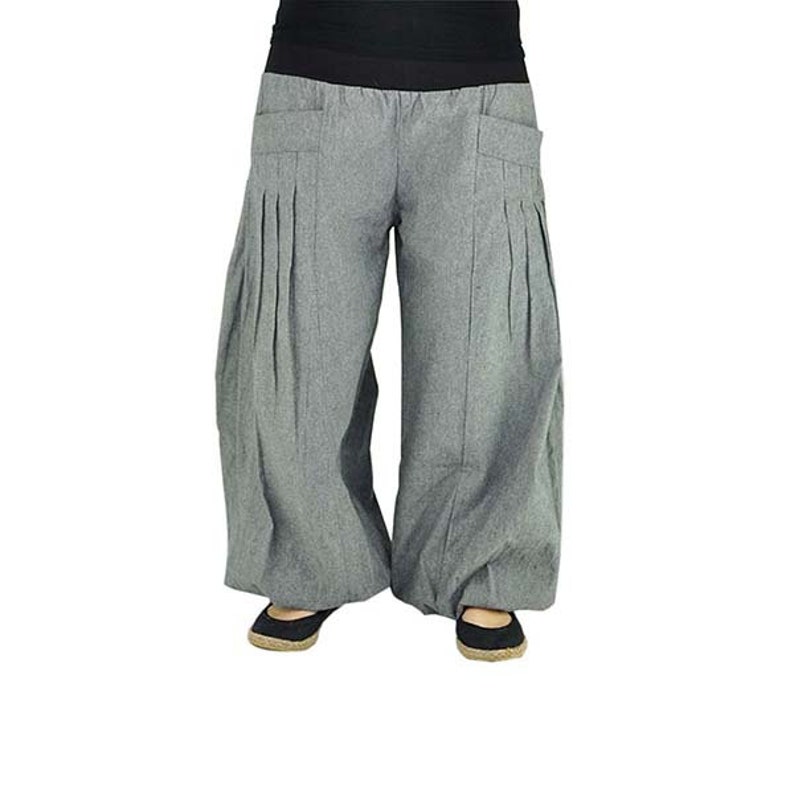 virblatt Harem Pants Bloomers Chino Unisex Trousers Hippie Pants Bohemian Look Flare Pants Aladdin Pants drop crotch pants Yogazeit grey image 4