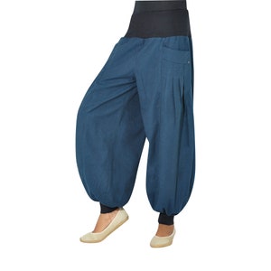 virblatt Haremshose Damen 100 % Baumwolle Yogahose Damen Pumphose Pluderhose Aladinhose Hippie Kleidung Goa Hose Yogazeit blau Bild 6