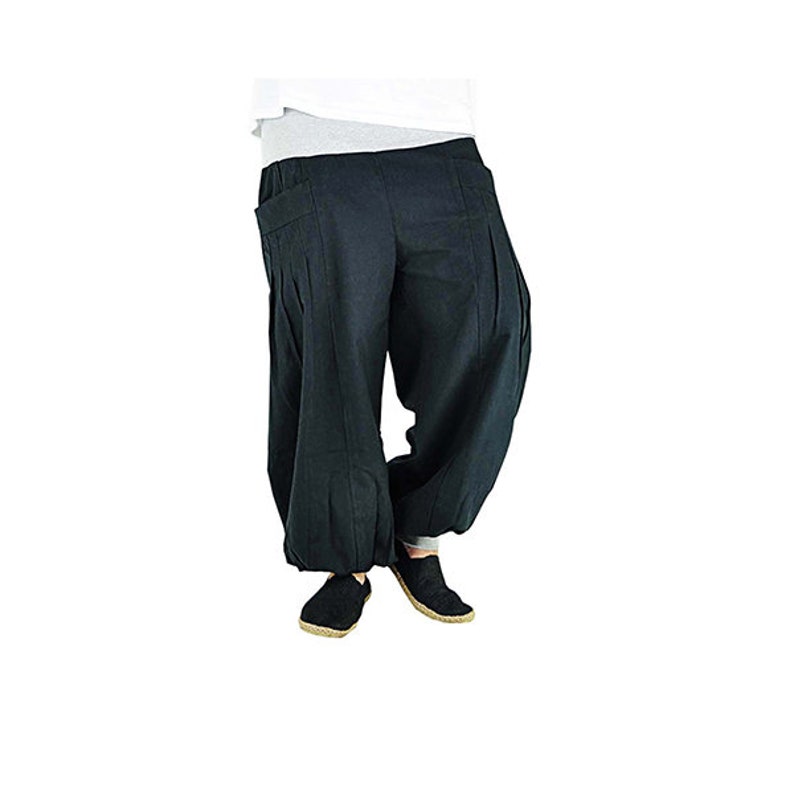 virblatt Harem Pants Bloomers Chino Unisex Trousers Hippie Pants Bohemian Look Flare Pants Aladdin Pants drop crotch pants Yogazeit black image 3