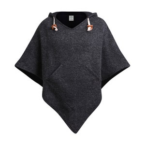 virblatt poncho laine homme & poncho laine femme fait avec laine et polaire pour d'automne et d'hiver Abajo Wool noir image 3