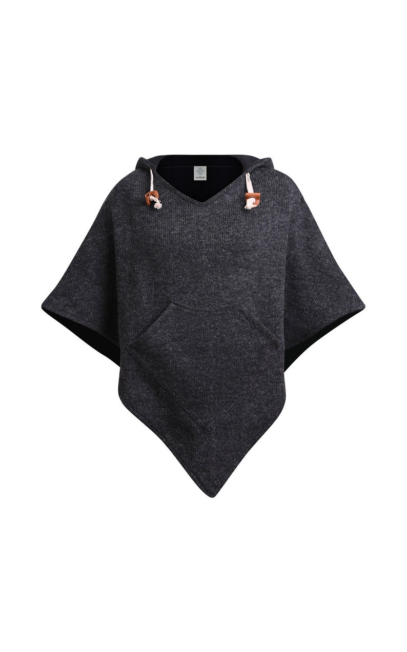 virblatt poncho laine homme & poncho laine femme fait avec laine et polaire pour d'automne et d'hiver Abajo Wool noir image 3