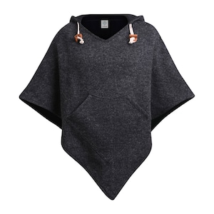 virblatt poncho laine homme & poncho laine femme fait avec laine et polaire pour d'automne et d'hiver Abajo Wool noir image 7