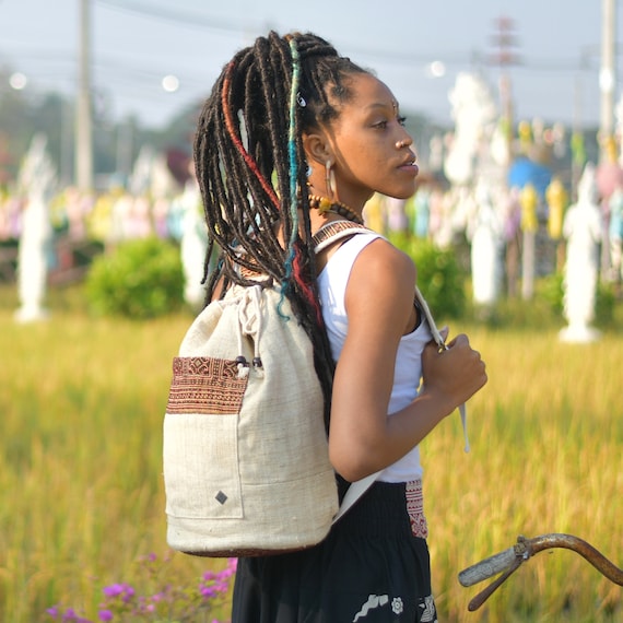 Black hemp backpack cheap