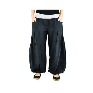 virblatt Haremshose Damen 100 % Baumwolle Yogahose Damen Pumphose Pluderhose Aladinhose Hippie Kleidung Goa Hose Yogazeit schwarz Bild 2