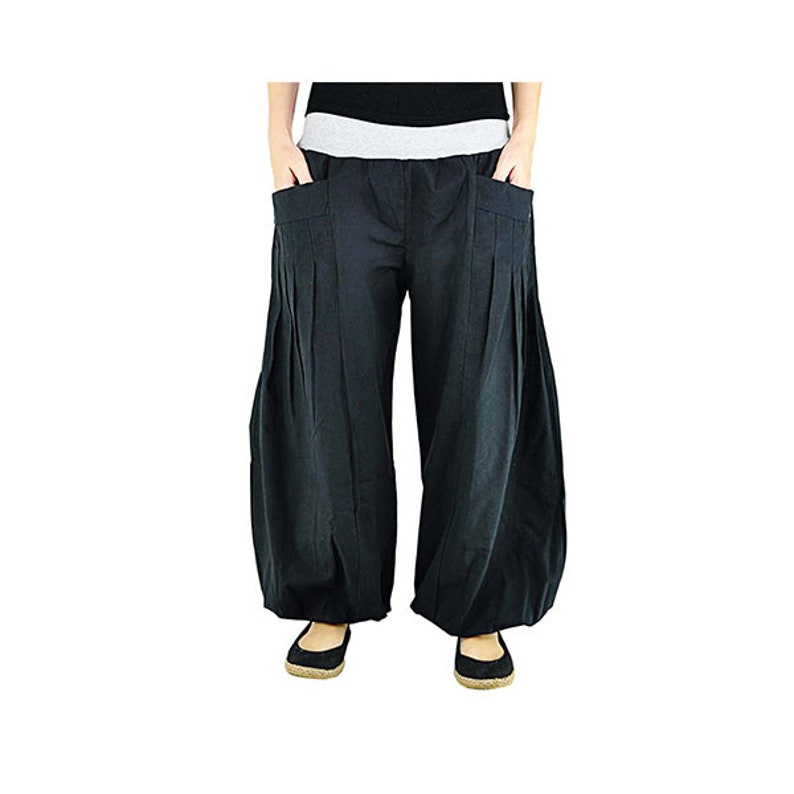 virblatt Harem Pants Bloomers Chino Unisex Trousers Hippie Pants Bohemian Look Flare Pants Aladdin Pants drop crotch pants Yogazeit black image 2