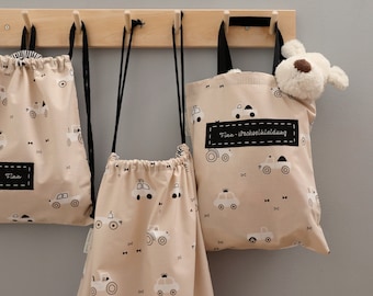 bedding bag for kindergarten | backpack with name for kindergarten | bag with name for spare clothes | layette for kindergarten | CAR