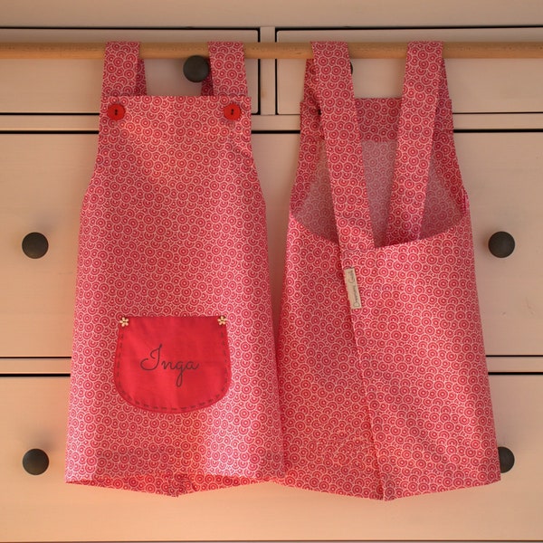 Tablier rétro ROUGE pour enfant à partir de 2 ans et adulte pour MÈRE et FILLE tablier à bretelles croisées pour cuisine nettoyage jardin