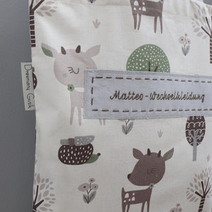 RUCKSACK mit Namen Wechselkleidung Bettwäschebeutel Kindergarten SET Wechselkleidungsbeute l personalisiertes Geschenk HIRSCH Bild 7