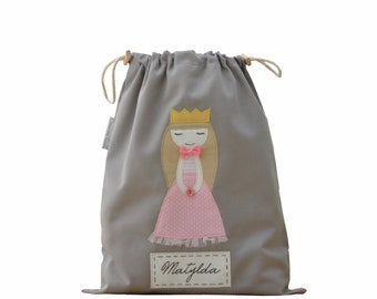 BAG with a name for a change of clothes personalized layette for kindergarten, nursery school PRINCESS personalized gift