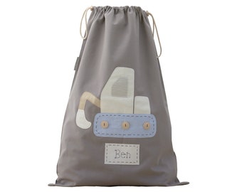 Bedding bag with name personalized gift personalized layette for nursery or kindergarten EXCAVATOR