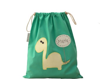 BAG with a name for a change of clothes personalized layette for kindergarten nursery kindergarten school DINOSAUR personalized gift