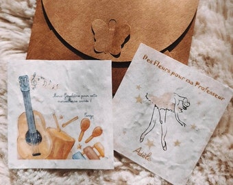 Cartes à planter, cartes à planter personnalisées, école, cadeau maîtresse, atsem, nounou, AVS, AESH, maître, professeur