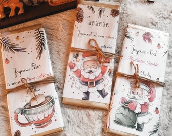 Tablette de chocolat personnalisée, tablette de chocolat Noël, cadeau personnalisé, fête de Noël, fête de fin d'année, chocolat
