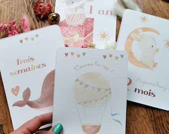 Tarjetas de paso, tarjetas de paso de bebé, embarazo, futura madre, regalo de nacimiento, nacimiento, bebé, papelería