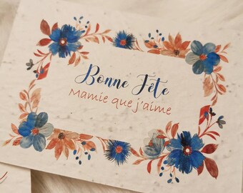Fête des grands mères, mamie, fleurs, cartes à planter, cadeau original