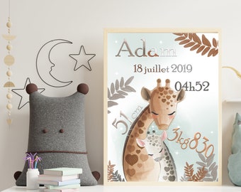 poster di nascita personalizzato, poster di nascita personalizzato per bambini, regalo personalizzato, regalo di nascita, futura madre,