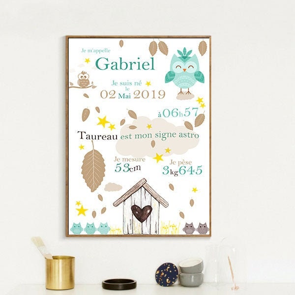 affiche de naissance personnalisée, affiche de naissance bébé personnalisé, cadeau personnalisé, cadeau de naissance, future maman,