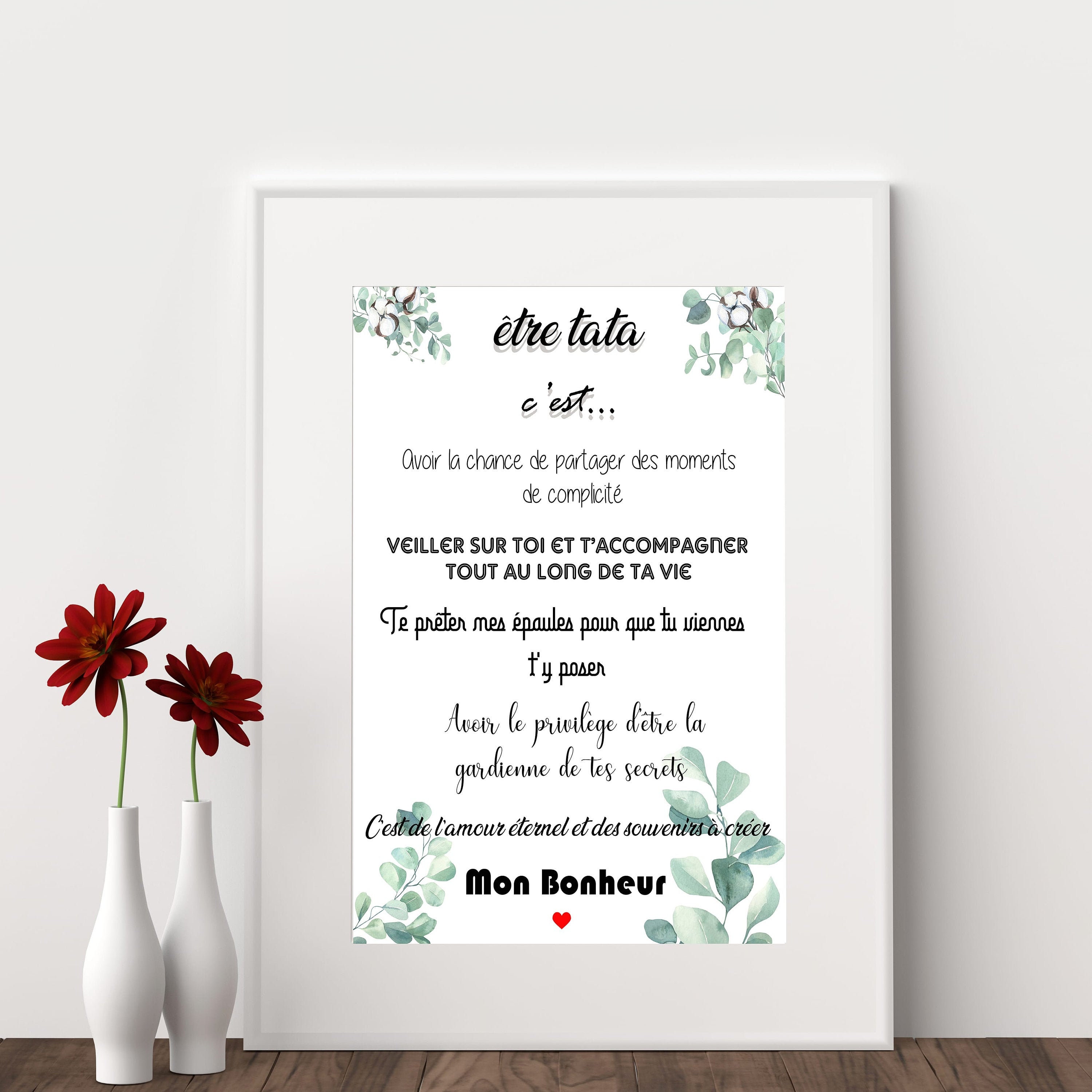 Affiche Personnalisée, Affiche Tata, Décoration Murale, Décoration, Papeterie, Cadeau