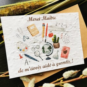 Carte à planter personnalisée, cadeau fin d'année, cadeau personnalisé, cadeau maîtresse, maître, atsem, nounou, image 3